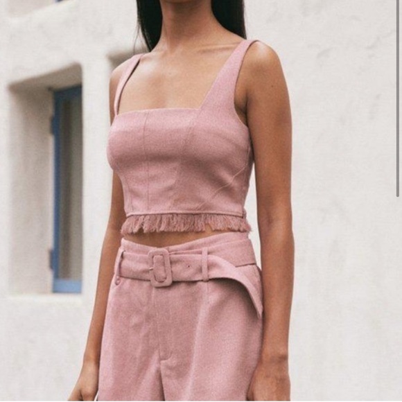 Cult Gaia Women's Nixie Fringed Woven Crop Top & Shorts - Picture 2 of 8